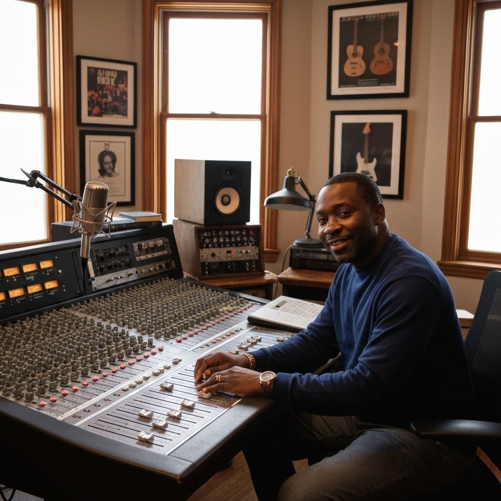 Authentic artist recording in studio